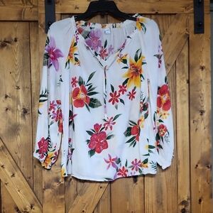 Old Navy Floral Print Women's Top - Multicolor,pit To Pit 20 In